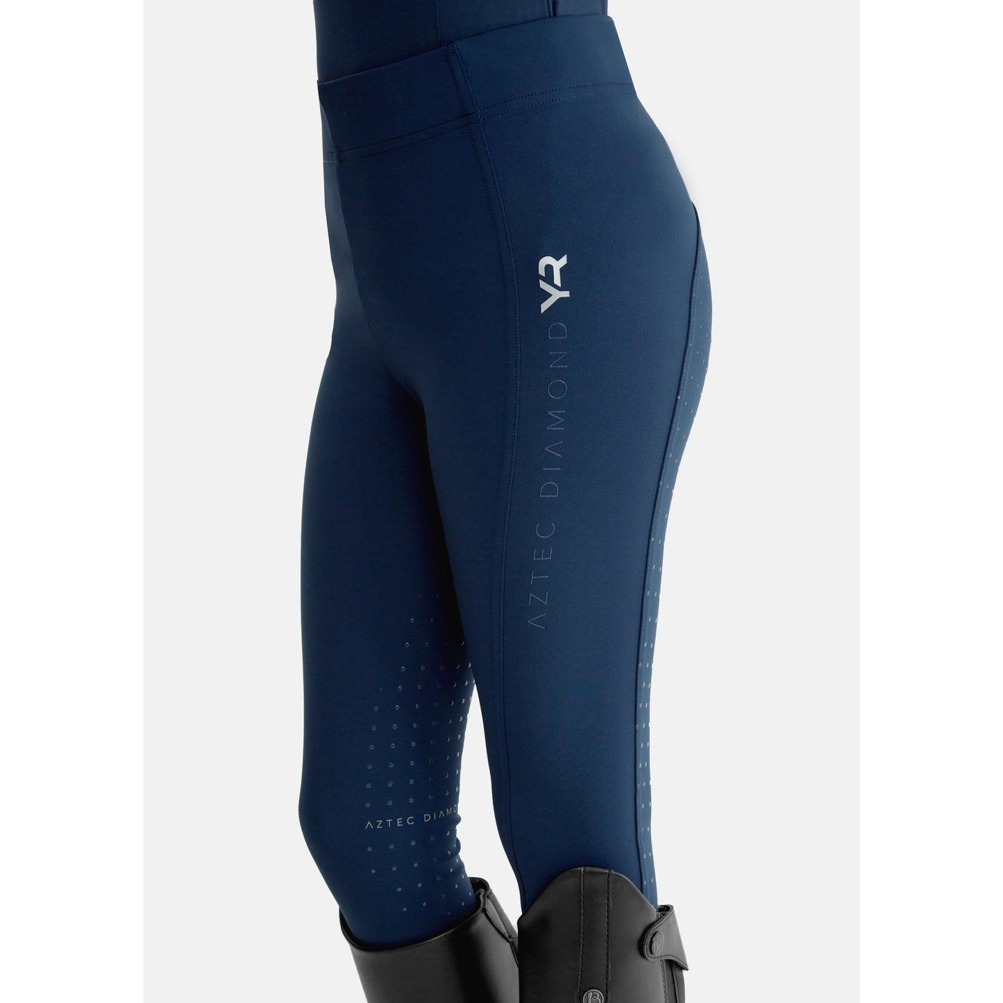 Dark Slate Gray Aztec Diamond – YR Reitleggings mit Vollbesatz
