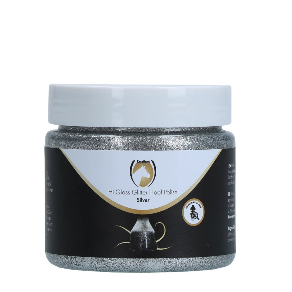 Light Steel Blue Excellent Horse Hi Gloss Glitter Hoof Polish Silver 150 ml