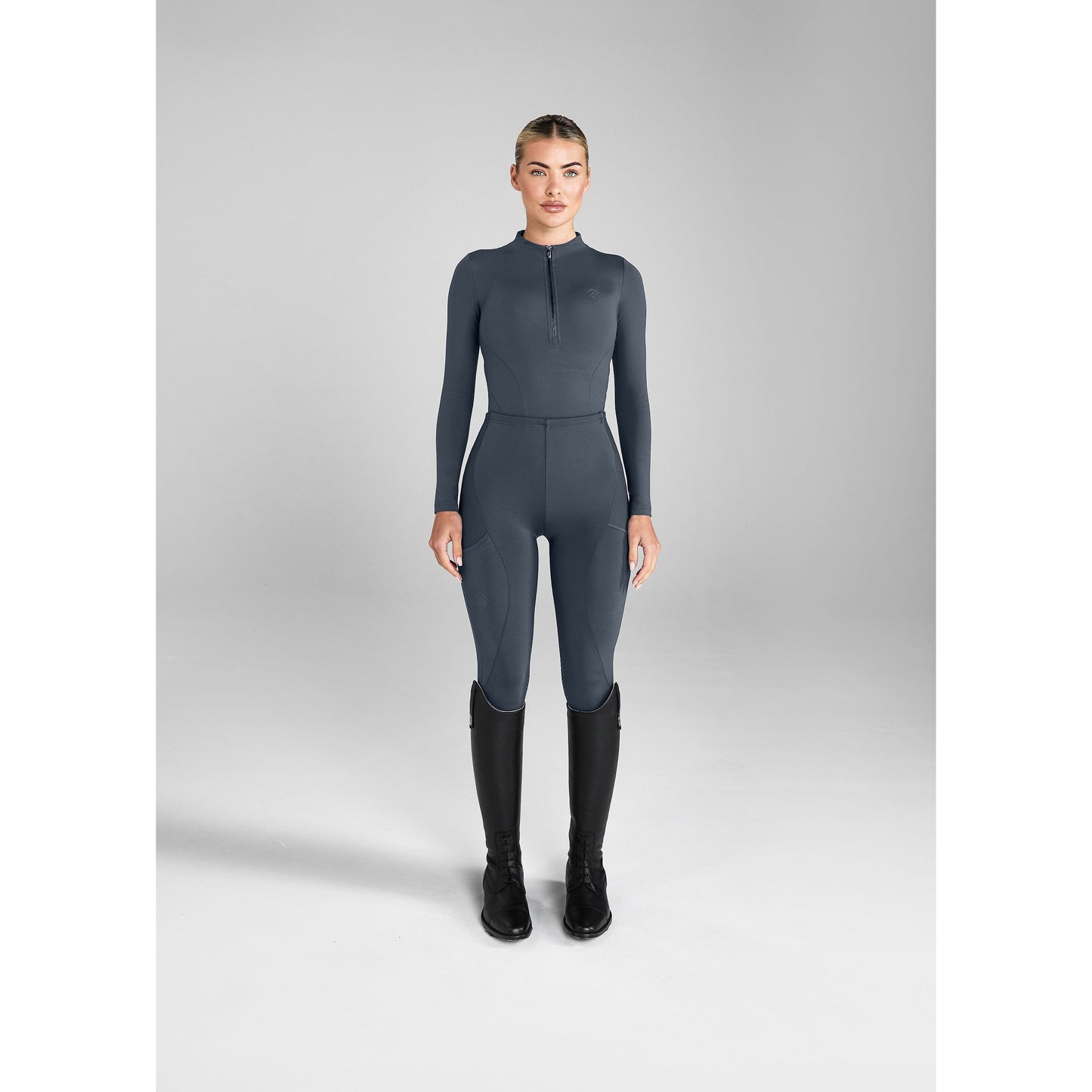 Light Gray Aztec Diamond – Core-Leggings mit Vollbesatz
