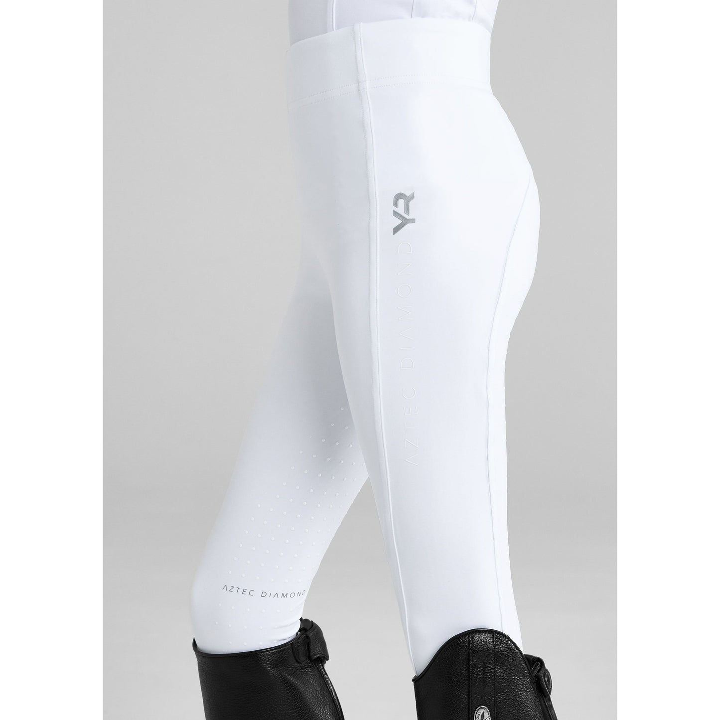 Light Gray Aztec Diamond – YR Reitleggings mit Vollbesatz