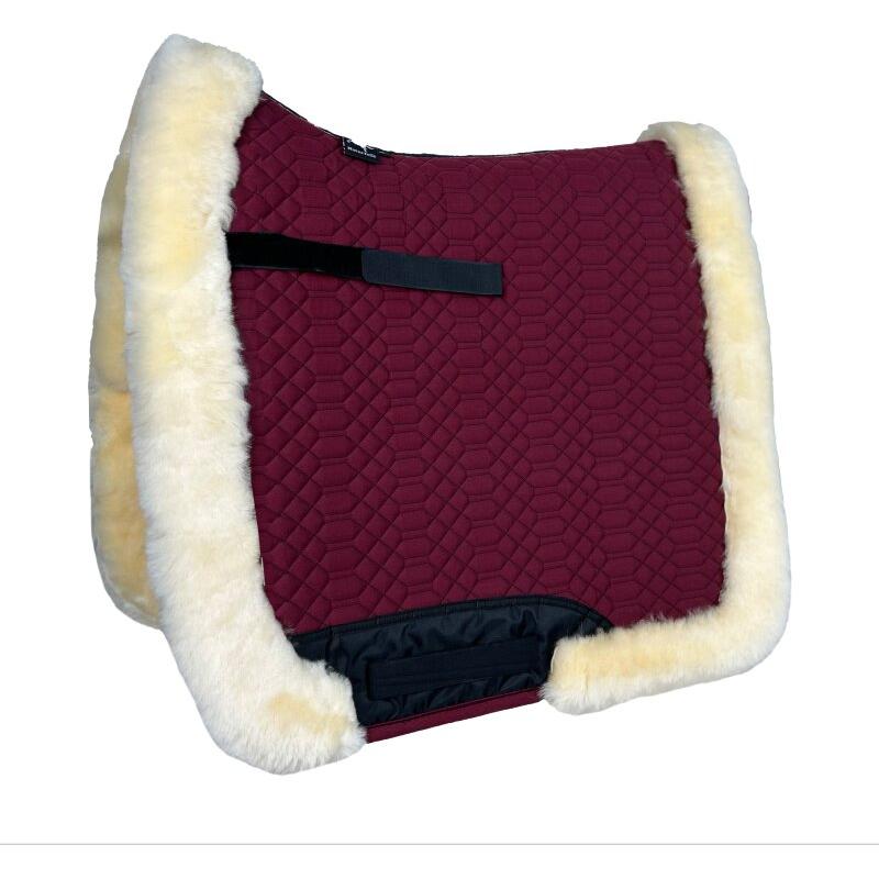 Light Gray Engel Reitsport Lammfell Schabracke Komplett mit Fellrand Bordeaux