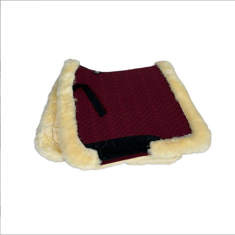 Black Engel Reitsport Lammfell Schabracke Komplett mit Fellrand Bordeaux