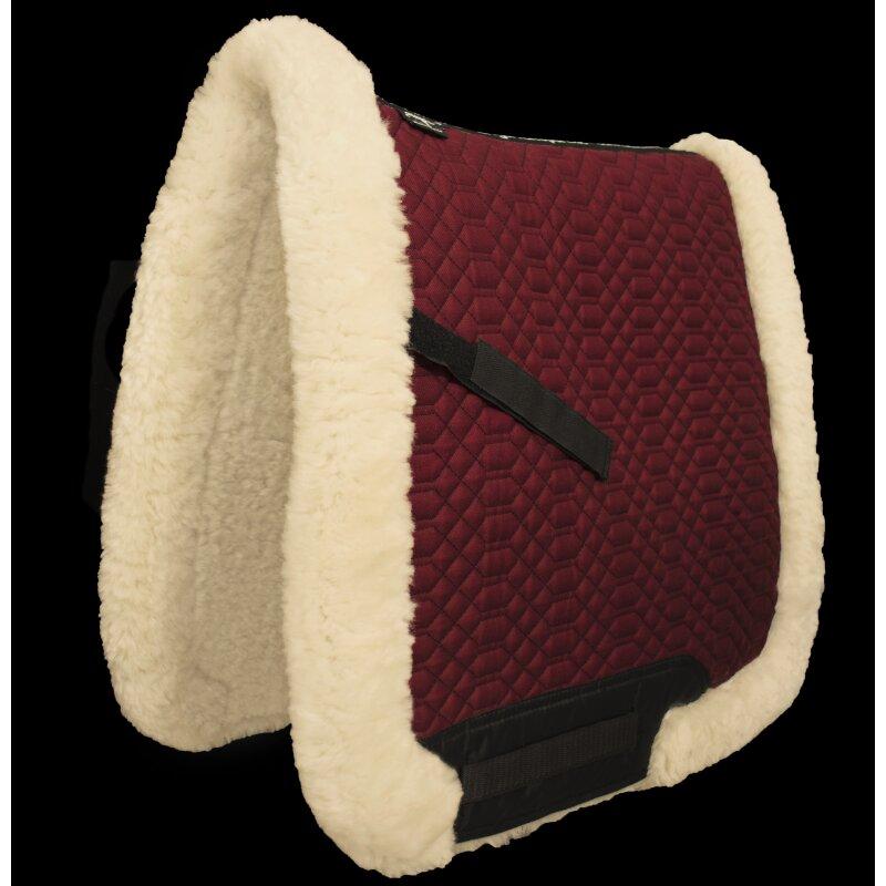 Black Engel Reitsport Lammfell Schabracke Komplett mit Fellrand Bordeaux