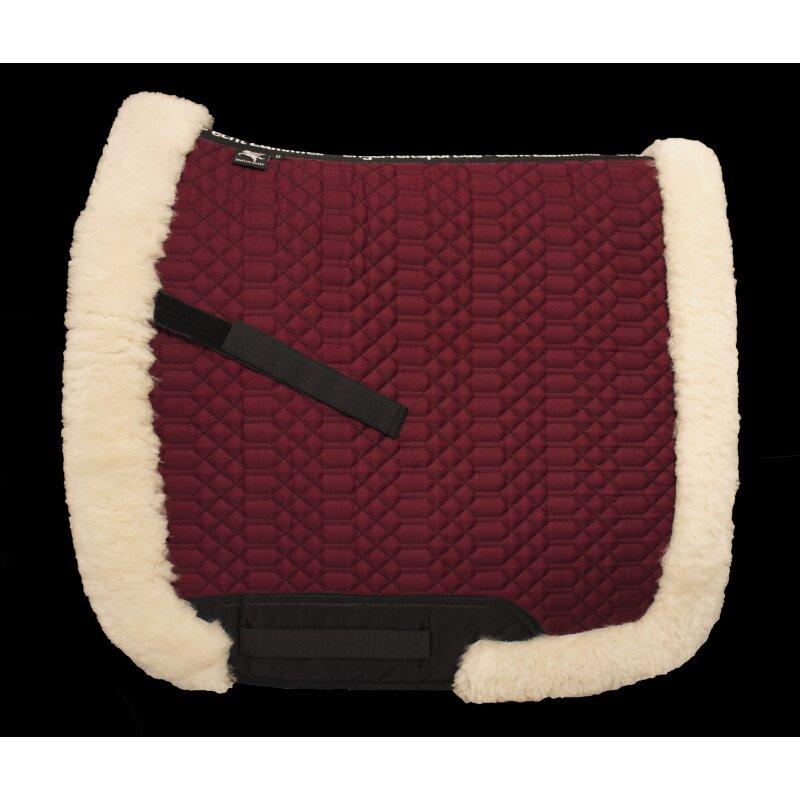 Black Engel Reitsport Lammfell Schabracke Komplett mit Fellrand Bordeaux