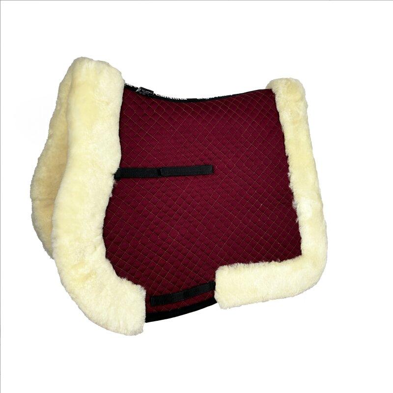 Dark Red Engel Reitsport Lammfell Schabracke Komplett mit Fellrand Bordeaux