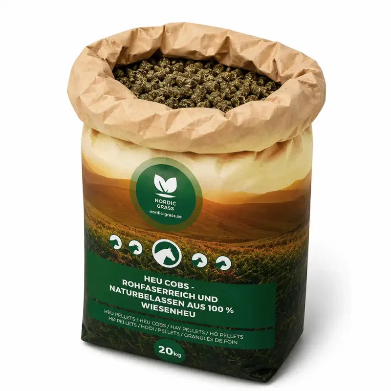 Nordic Grass Wiesenpellets / Heucobs – naturbelassener Heuersatz für Pferde