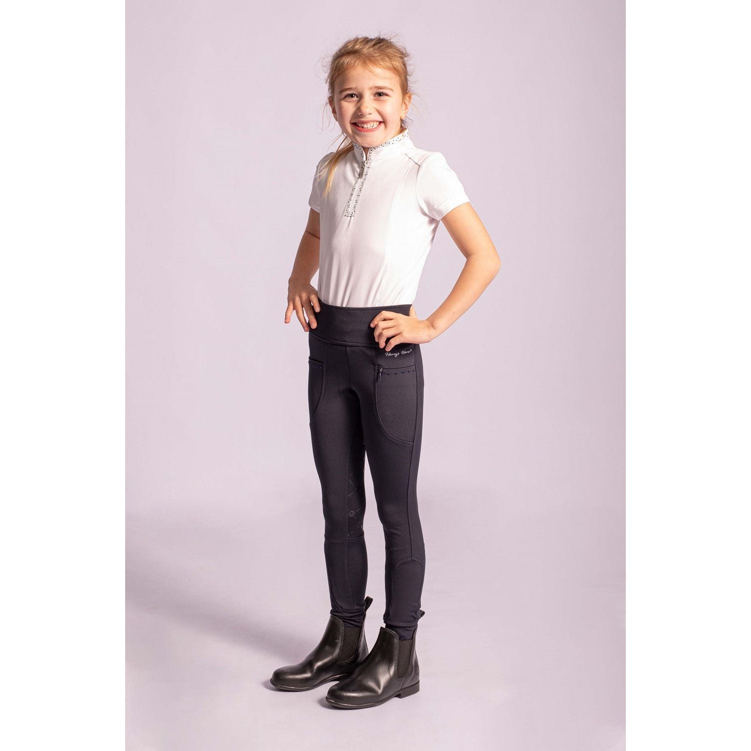 Light Gray Kinderreitleggings Equitights Rookie Full Grip