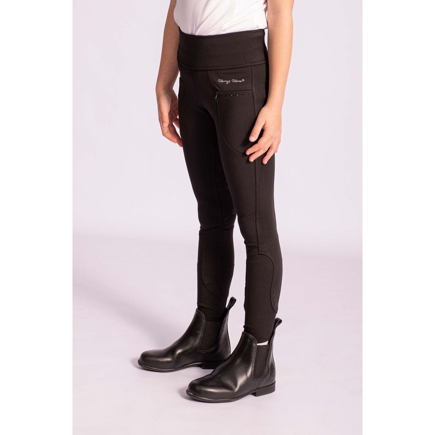 Black Kinderreitleggings Equitights Rookie Full Grip