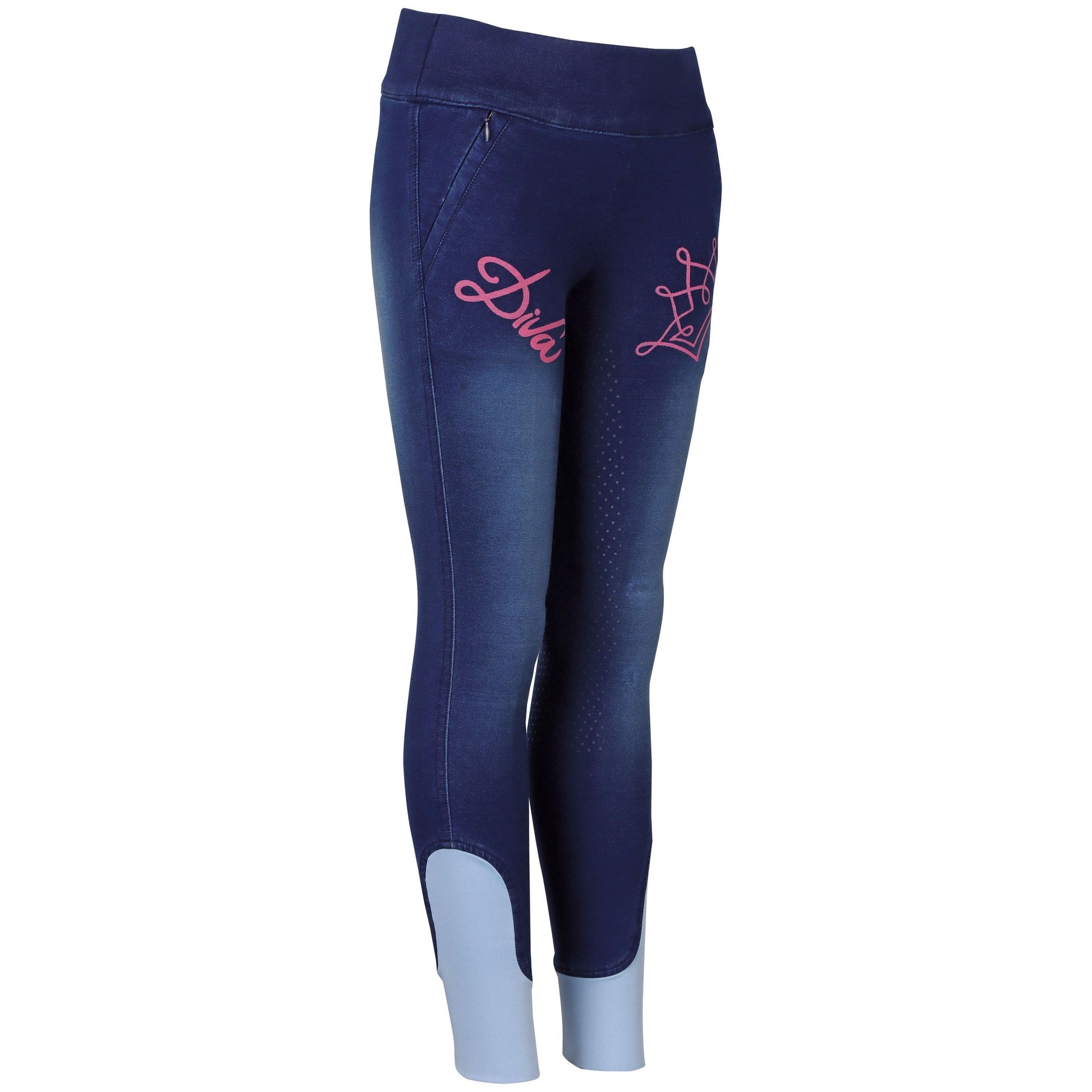 Dark Slate Gray Harry's Horse Reithose Equitights Denim Diva Stella Full Grip für Kinder