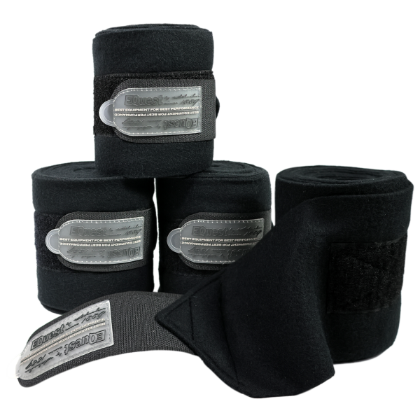 Black EQUEST Bandage Fleece Act-Line | 4er Set