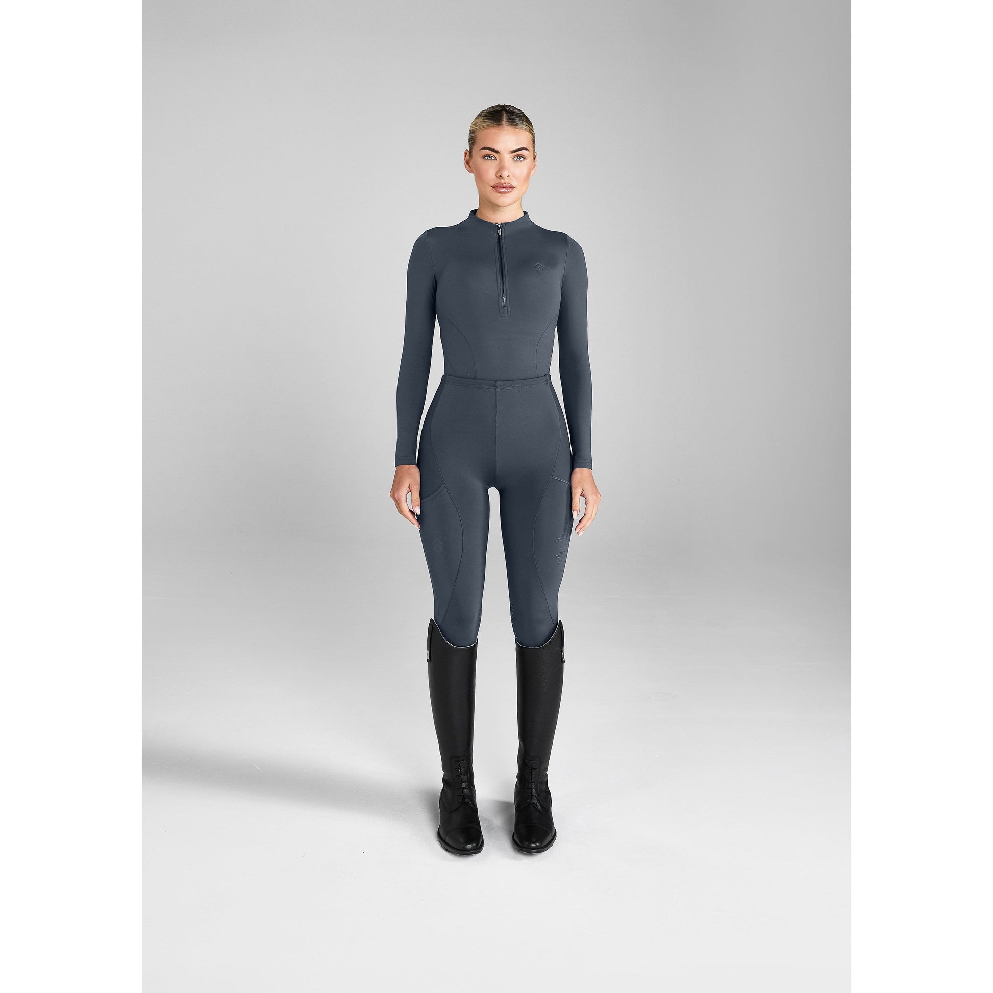 Light Gray Aztec Diamond – Core-Leggings mit Vollbesatz