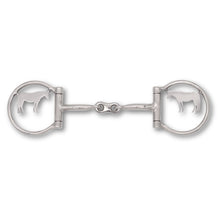 Westerngebiss D-Ring Wassertrense doppelt gebrochen mit Pferde-Motiv 12,5 cm