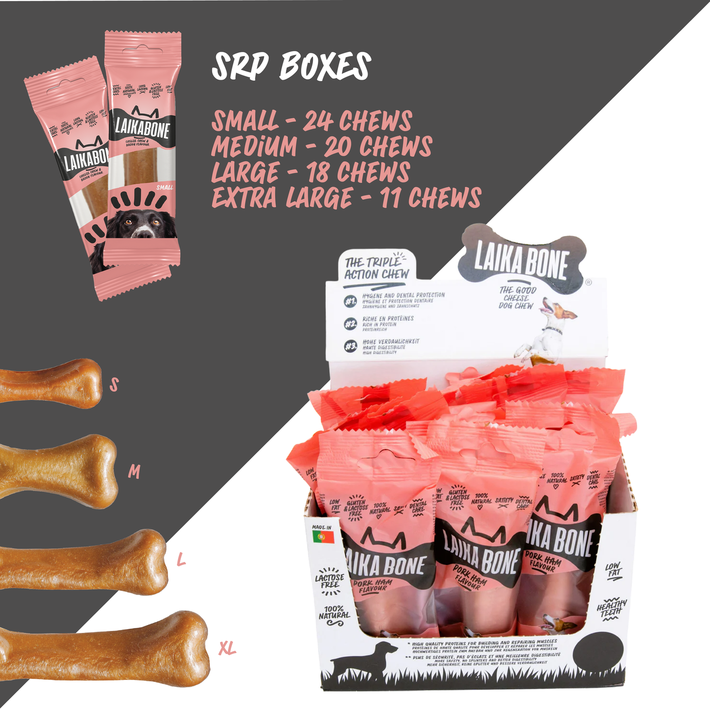 Dog Dental Chew - Cheese & Bacon - Medium