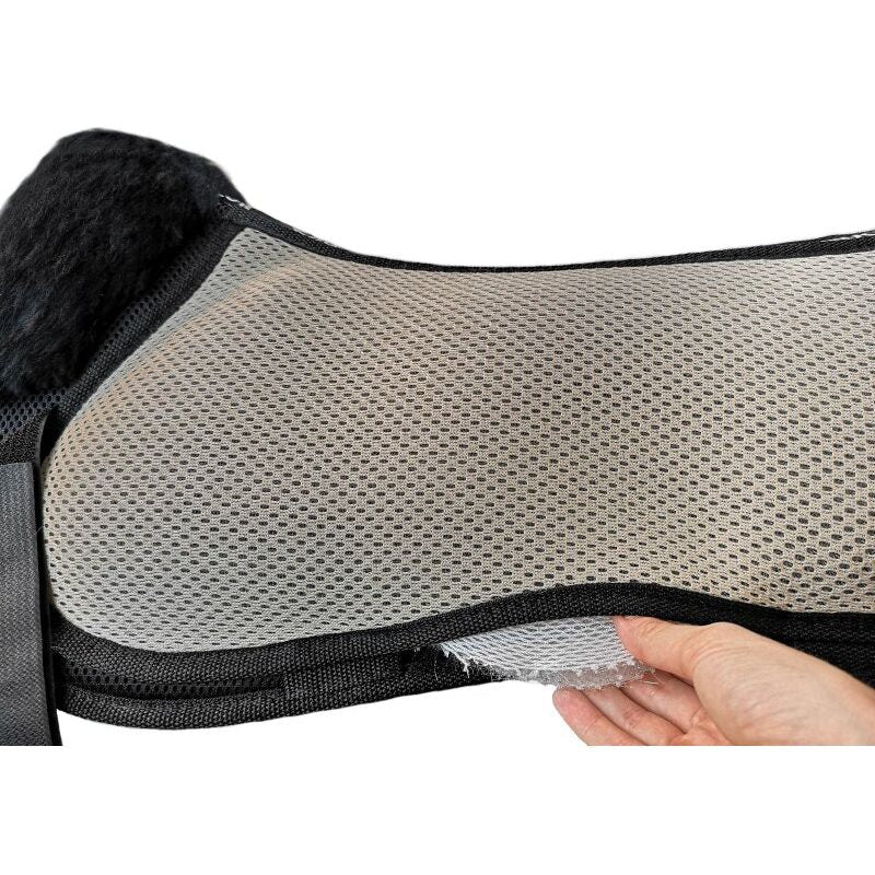 Dark Gray Engel Reitsport AirTec Plus Sattelkissen Lammfell & Funktionsgewebe, Fellkranz vorne, Wirbelsäulenfrei, Korrektur Aufpolstertaschen außen