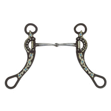 Show Snaffle Bit mit Shanks mit Strasssteinen, blau, einfach gebrochen, 12,5cm